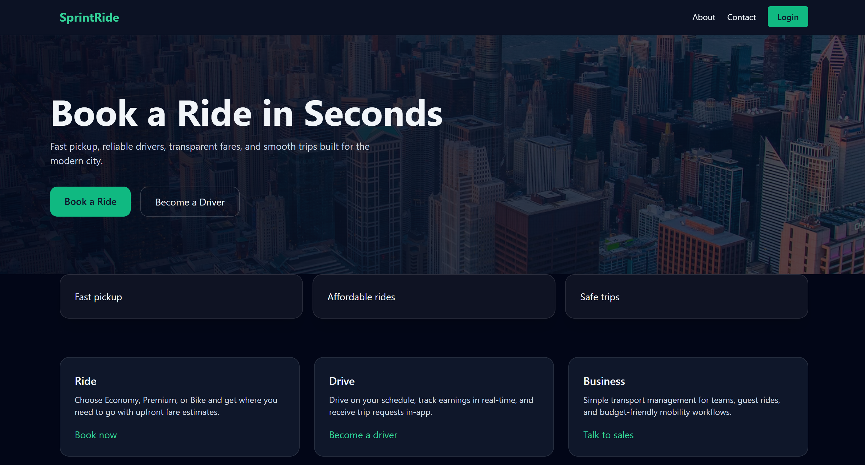 Ride Booking Webapp preview